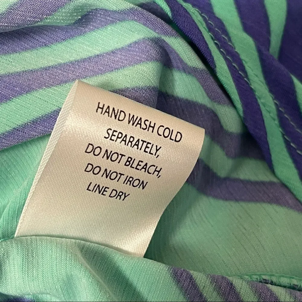 Silvergate Green Purple Striped High-Low Dress SMALL - Picture 13 of 15